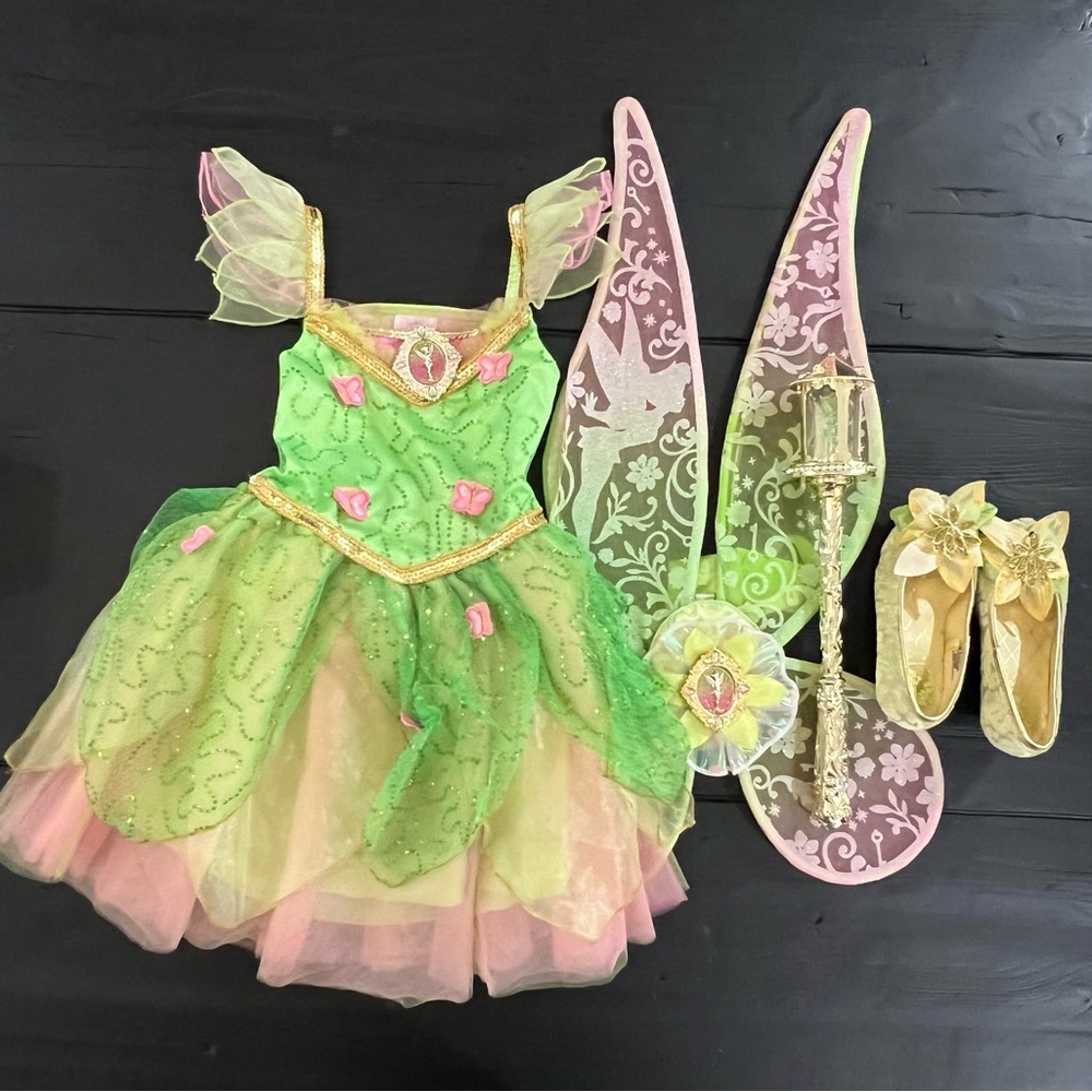 Tinkerbell Costume & Accessories - Size 4 dress / Size 9/10 Shoes
